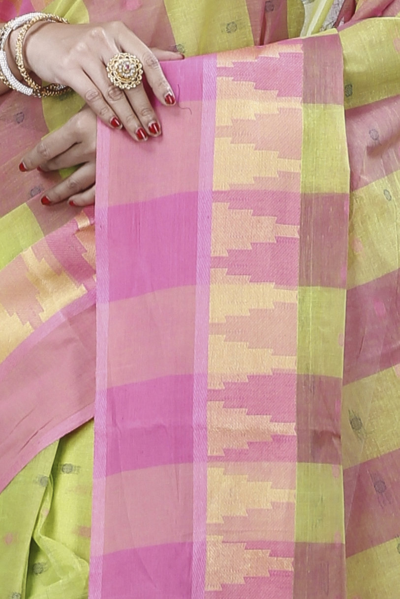 Green Pure Cotton Jamuna Tant Saree (1313)